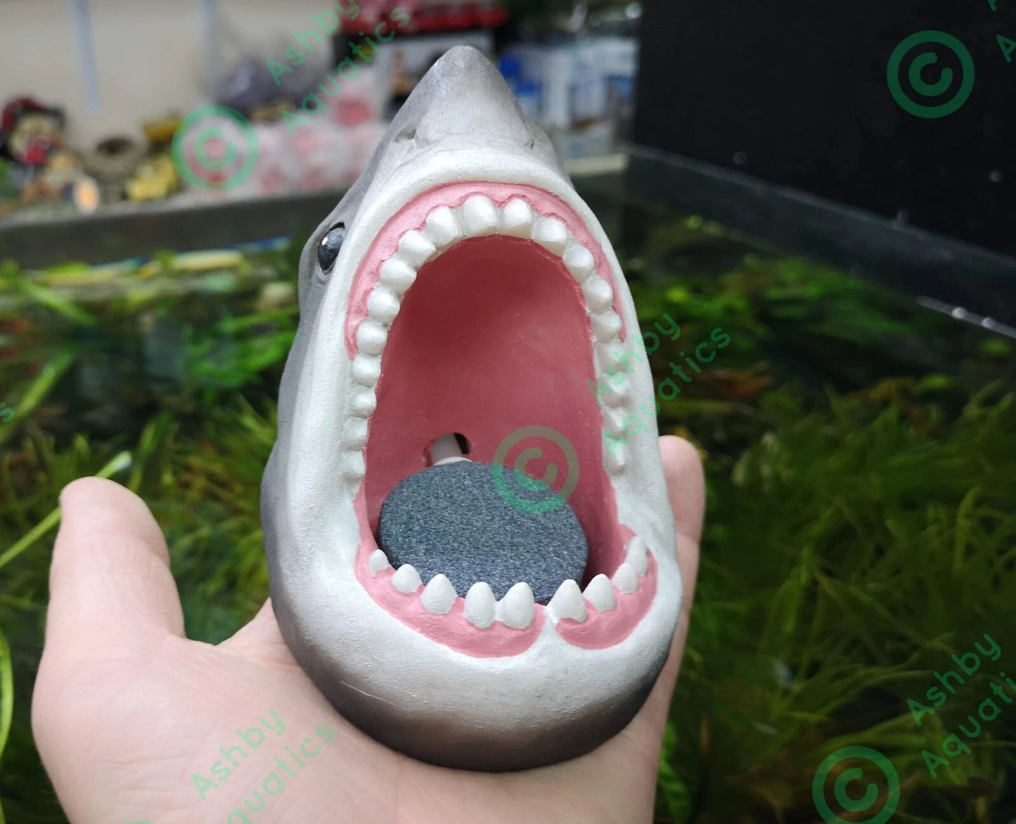 Air Stone Shark's Head Fish Tank Aquarium Jaws Bubble Decor Ornament