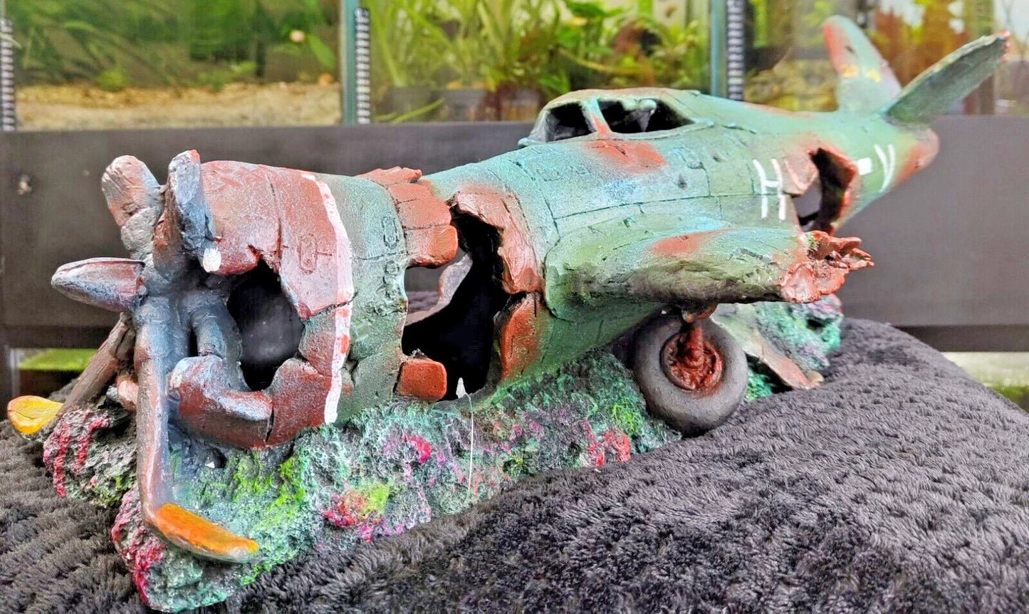XL EXTRA LARGE PLANE WRECK AQUARIUM FISH TANK ORNAMENT DECORATION (60cm)