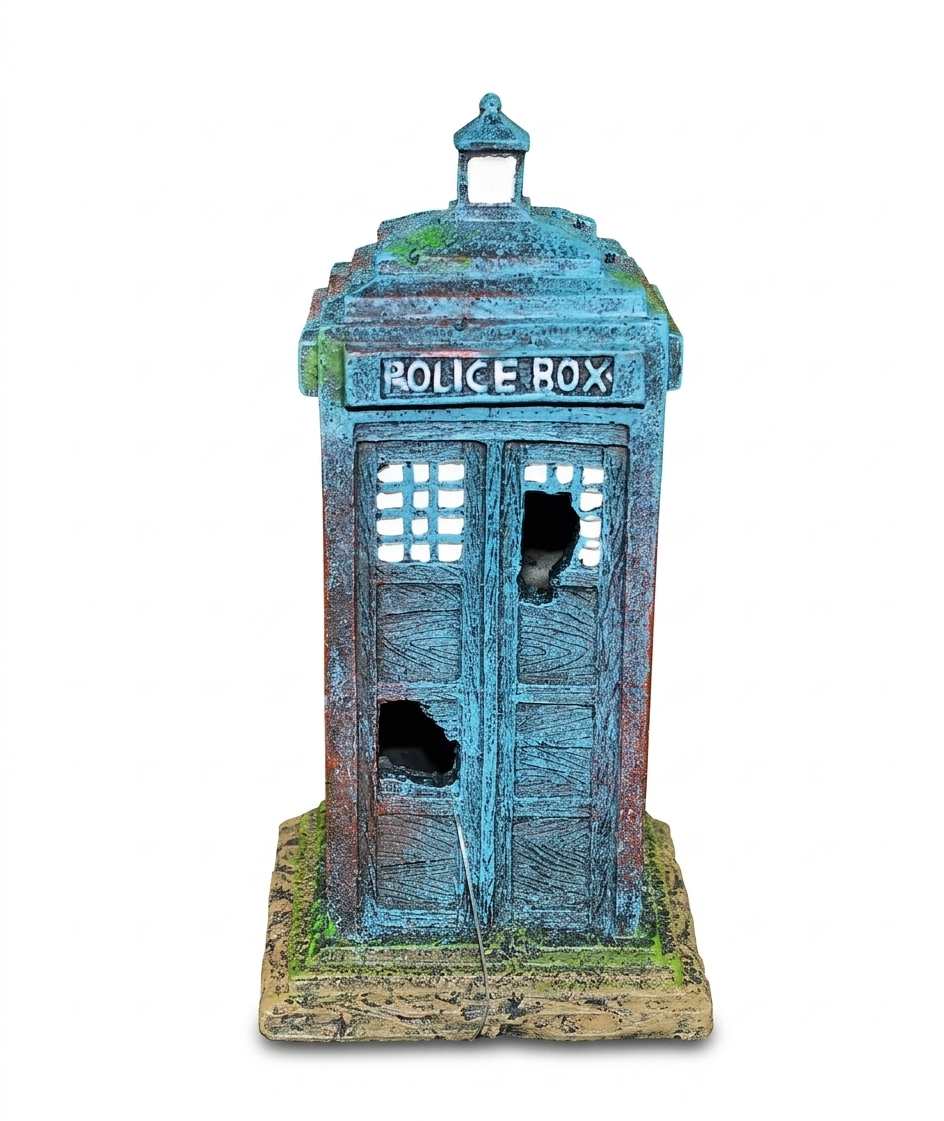 16cm Dr Who style Tardis Police Box Aquarium Fish Tank Ornament 798