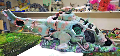 27 or 75 cm Helicopter Wreck Traditional Aquarium Fish Tank Wreckage Ornament