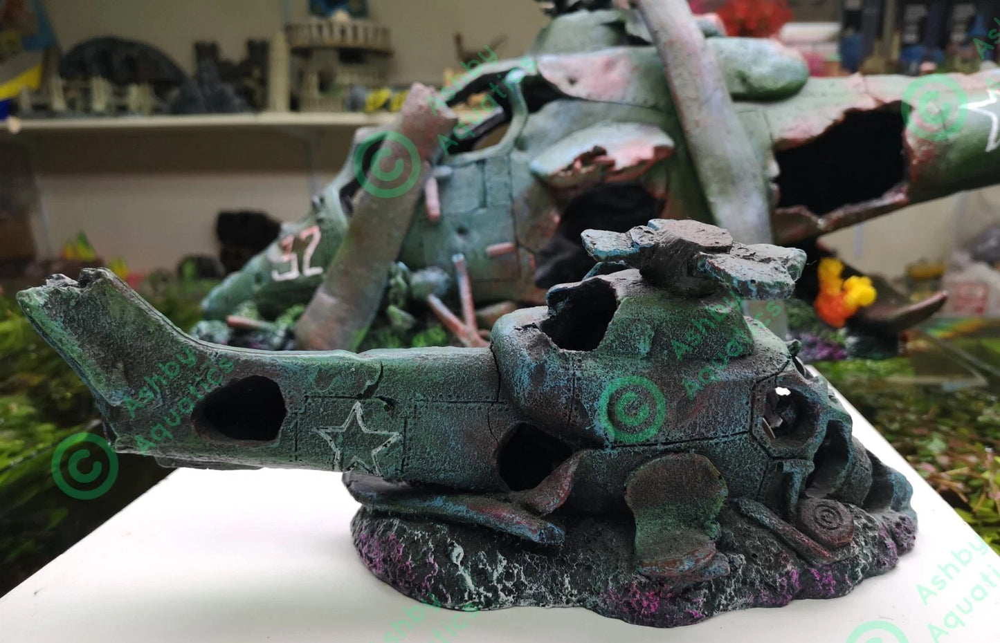 27 or 75 cm Helicopter Wreck Traditional Aquarium Fish Tank Wreckage Ornament