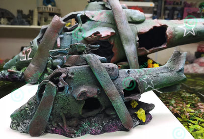 27 or 75 cm Helicopter Wreck Traditional Aquarium Fish Tank Wreckage Ornament