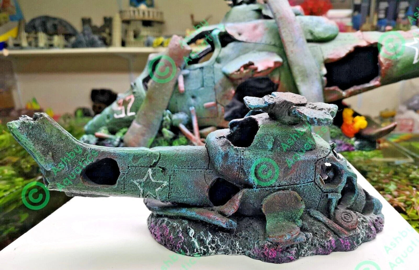 27 or 75 cm Helicopter Wreck Traditional Aquarium Fish Tank Wreckage Ornament