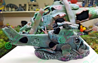 27 or 75 cm Helicopter Wreck Traditional Aquarium Fish Tank Wreckage Ornament