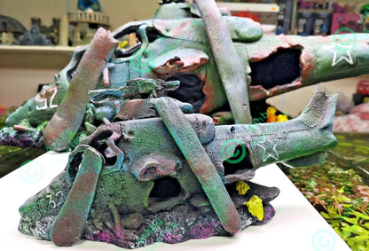 27 or 75 cm Helicopter Wreck Traditional Aquarium Fish Tank Wreckage Ornament