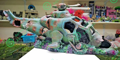 27 or 75 cm Helicopter Wreck Traditional Aquarium Fish Tank Wreckage Ornament