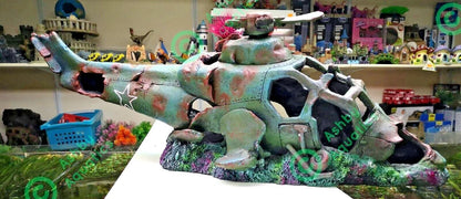 27 or 75 cm Helicopter Wreck Traditional Aquarium Fish Tank Wreckage Ornament