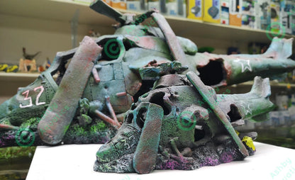 27 or 75 cm Helicopter Wreck Traditional Aquarium Fish Tank Wreckage Ornament