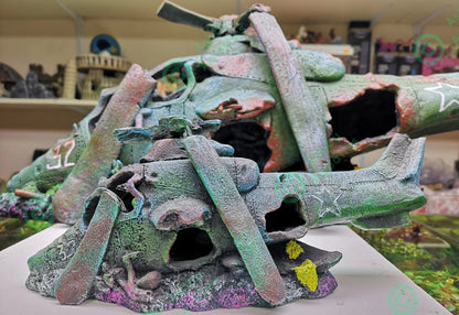27 or 75 cm Helicopter Wreck Traditional Aquarium Fish Tank Wreckage Ornament