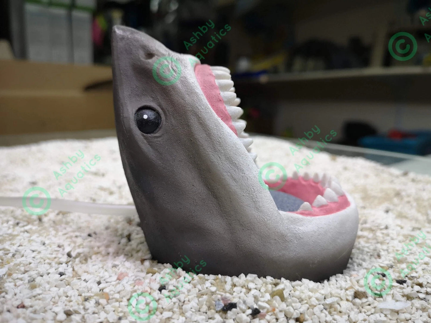 Air Stone Shark's Head Fish Tank Aquarium Jaws Bubble Decor Ornament