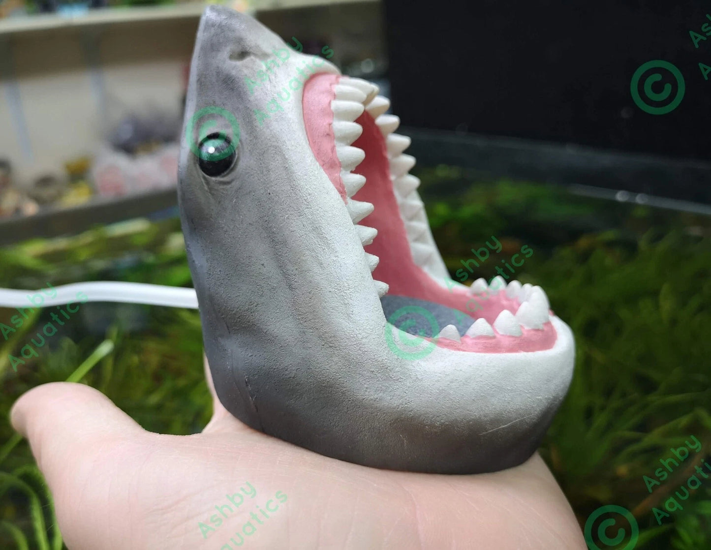 Air Stone Shark's Head Fish Tank Aquarium Jaws Bubble Decor Ornament