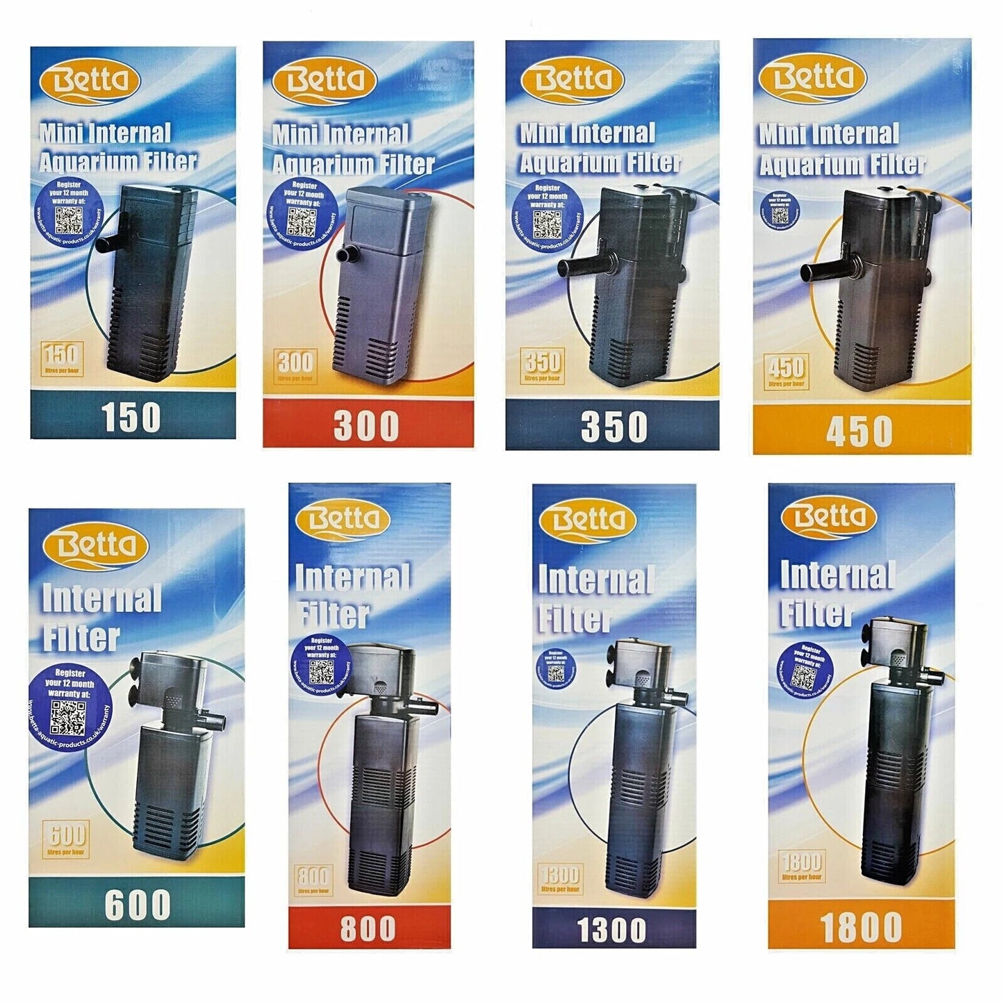 Betta Aquarium Fish Tank Internal Filter Aquariums 150L/H-1300L/H & Media spares