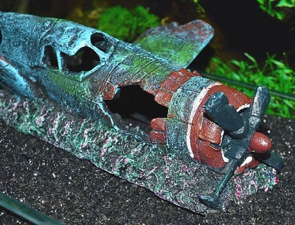 Crashed Fighter Plane Wreck Ruin Fish Tank Aquarium Decoration Ornament 856