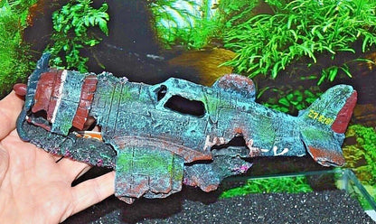 Crashed Fighter Plane Wreck Ruin Fish Tank Aquarium Decoration Ornament 856