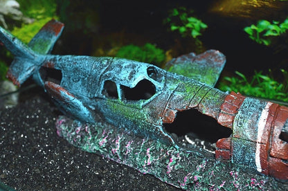 Crashed Fighter Plane Wreck Ruin Fish Tank Aquarium Decoration Ornament 856