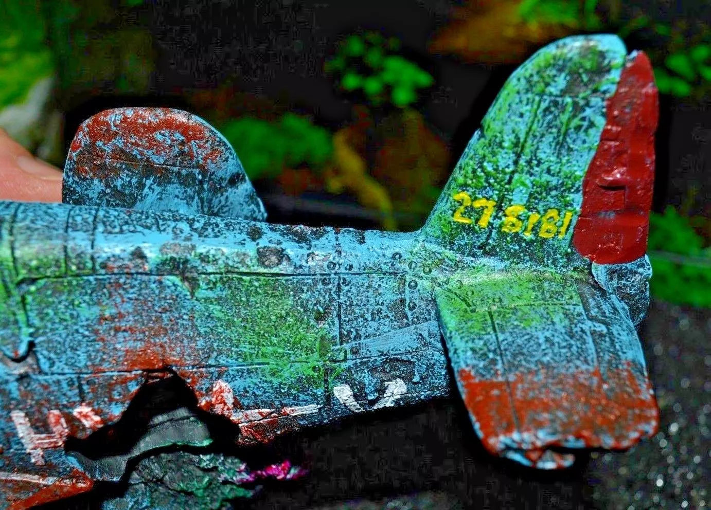 Crashed Fighter Plane Wreck Ruin Fish Tank Aquarium Decoration Ornament 856