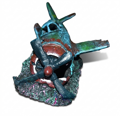 Crashed Fighter Plane Wreck Ruin Fish Tank Aquarium Decoration Ornament 856