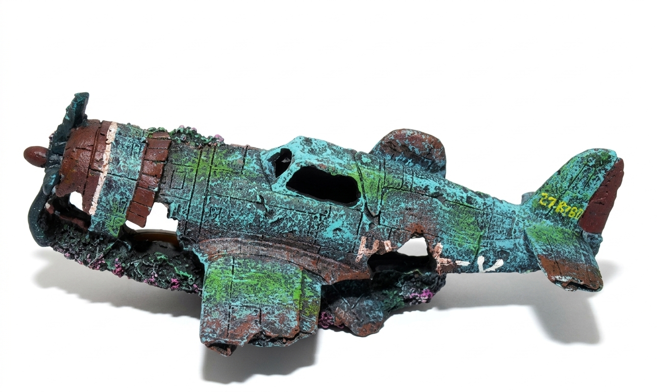 Crashed Fighter Plane Wreck Ruin Fish Tank Aquarium Decoration Ornament 856