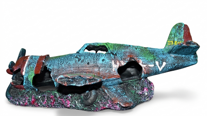 Crashed Fighter Plane Wreck Ruin Fish Tank Aquarium Decoration Ornament 856