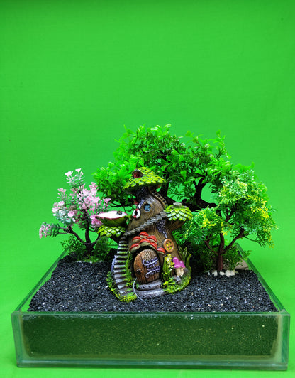 Fairy Tree House Aquarium Ornament Fish Tank Resin Hide Cave Decoration