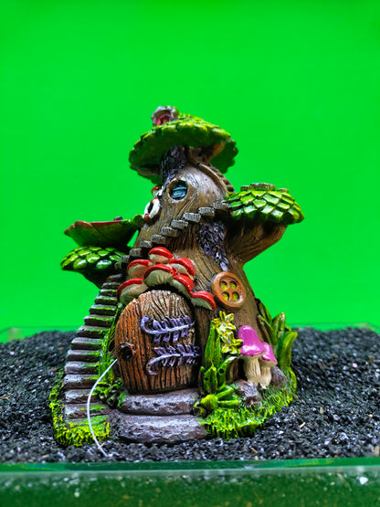 Fairy Tree House Aquarium Ornament Fish Tank Resin Hide Cave Decoration