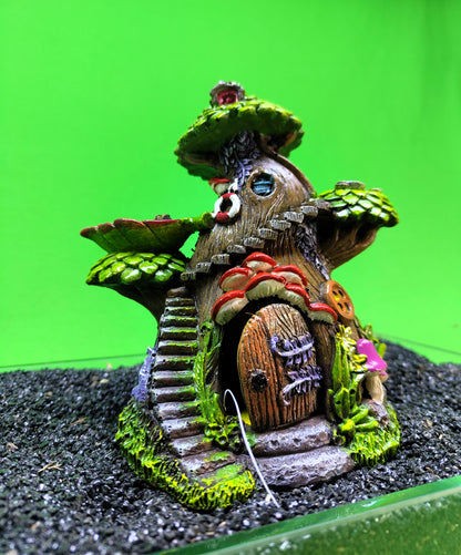 Fairy Tree House Aquarium Ornament Fish Tank Resin Hide Cave Decoration