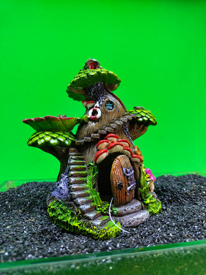 Fairy Tree House Aquarium Ornament Fish Tank Resin Hide Cave Decoration