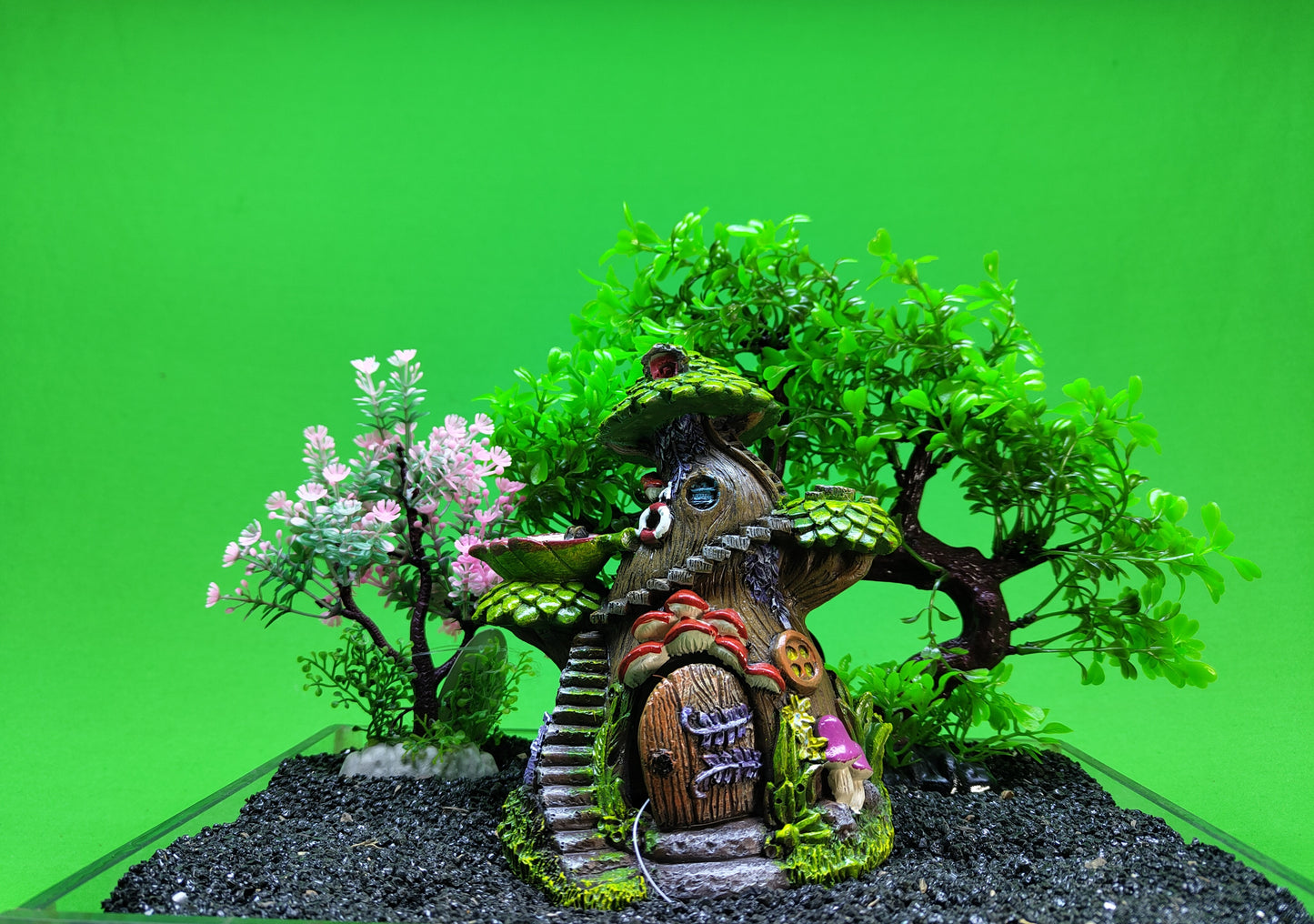 Fairy Tree House Aquarium Ornament Fish Tank Resin Hide Cave Decoration