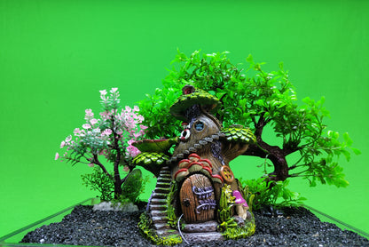 Fairy Tree House Aquarium Ornament Fish Tank Resin Hide Cave Decoration