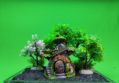 Fairy Tree House Aquarium Ornament Fish Tank Resin Hide Cave Decoration
