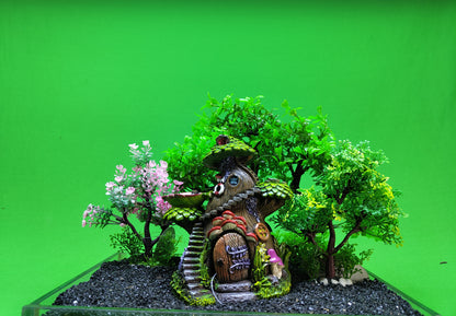 Fairy Tree House Aquarium Ornament Fish Tank Resin Hide Cave Decoration