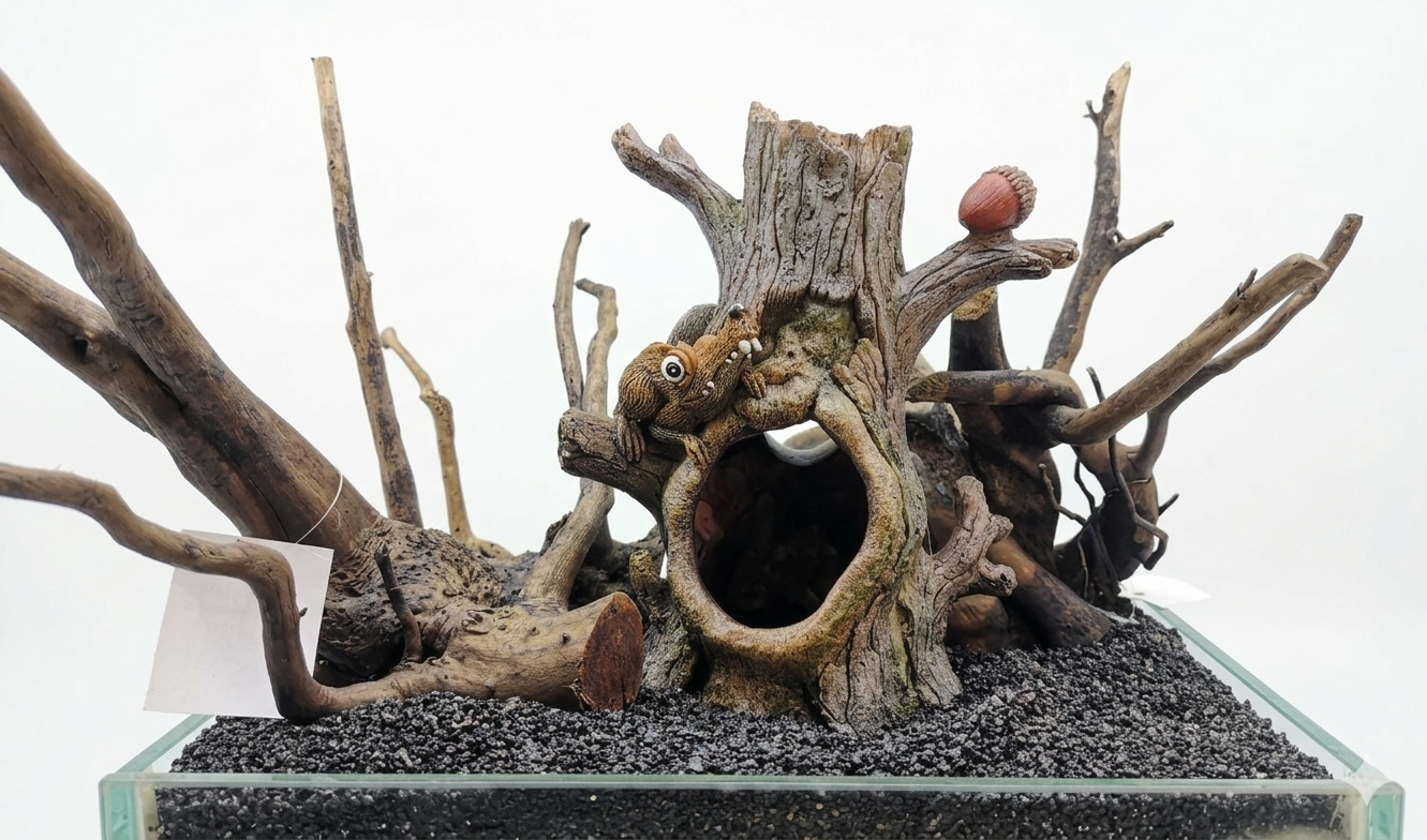 Aquarium Acorn Tree Cave Decoration – Fish Tank Hideaway Ornament