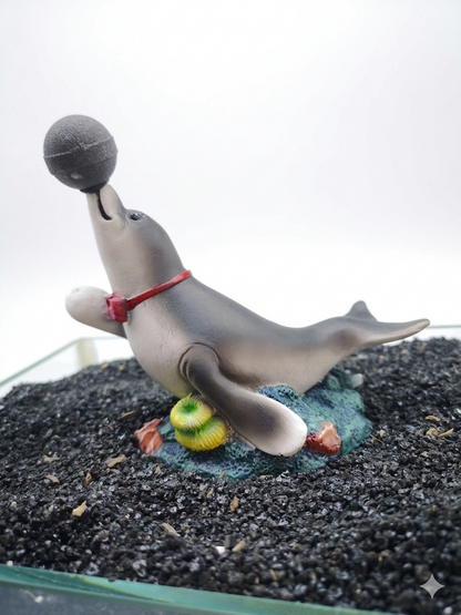 Betta Seal Aquarium Ornament with Air Stone – Fish Tank Aerator Decor