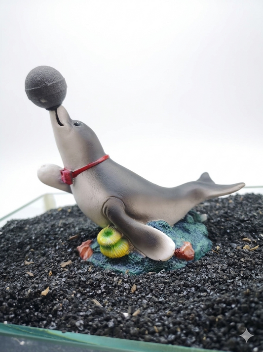 Betta Seal Aquarium Ornament with Air Stone – Fish Tank Aerator Decor