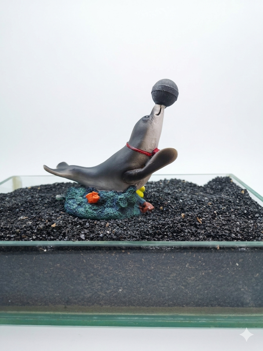 Betta Seal Aquarium Ornament with Air Stone – Fish Tank Aerator Decor