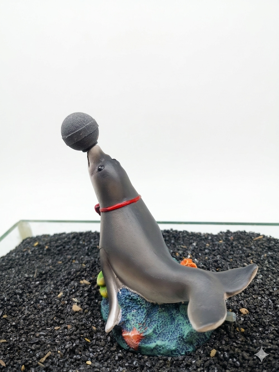 Betta Seal Aquarium Ornament with Air Stone – Fish Tank Aerator Decor