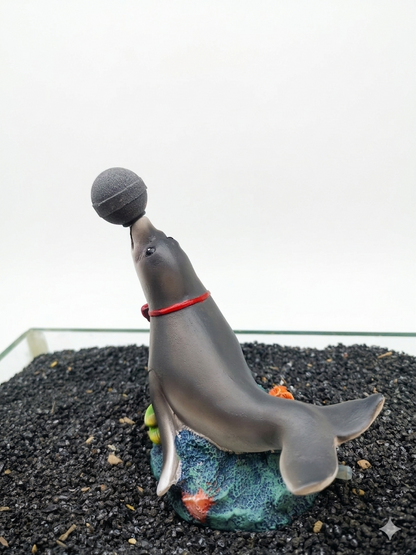 Betta Seal Aquarium Ornament with Air Stone – Fish Tank Aerator Decor