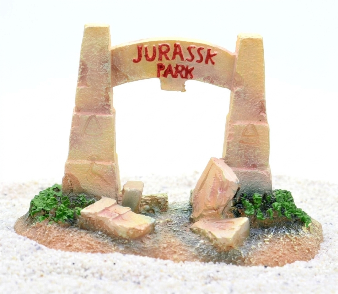 Jurassic Park Dinosaur Gates Aquarium Bridge Fish Tank Ornament
