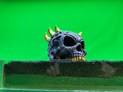 Devil Skull Aquarium Ornament Fish Tank Cave Hide Decoration Resin 14.5cm