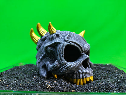 Devil Skull Aquarium Ornament Fish Tank Cave Hide Decoration Resin 14.5cm