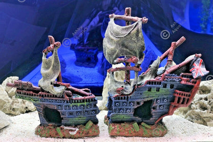 Large 2-piece 42cm Pirate Ship Wreck Shipwreck Aquarium Fish Tank Ornament