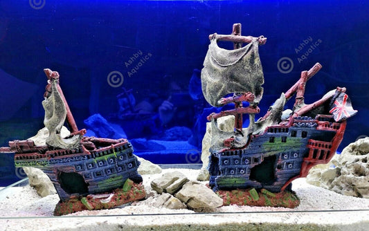 Large 2-piece 42cm Pirate Ship Wreck Shipwreck Aquarium Fish Tank Ornament