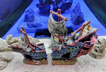 Large 2-piece 42cm Pirate Ship Wreck Shipwreck Aquarium Fish Tank Ornament