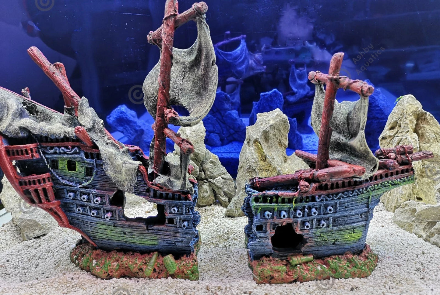Large 2-piece 42cm Pirate Ship Wreck Shipwreck Aquarium Fish Tank Ornament