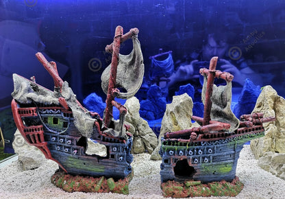 Large 2-piece 42cm Pirate Ship Wreck Shipwreck Aquarium Fish Tank Ornament