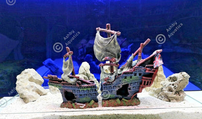 Large 2-piece 42cm Pirate Ship Wreck Shipwreck Aquarium Fish Tank Ornament