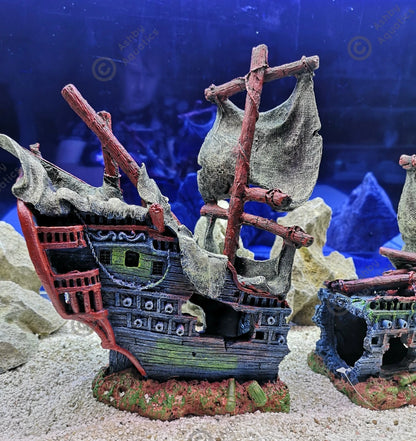 Large 2-piece 42cm Pirate Ship Wreck Shipwreck Aquarium Fish Tank Ornament