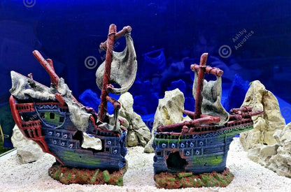 Large 2-piece 42cm Pirate Ship Wreck Shipwreck Aquarium Fish Tank Ornament