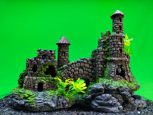Medieval Castle Aquarium Ornament Fish Tank Ruins Cave Hide Resin Decoration