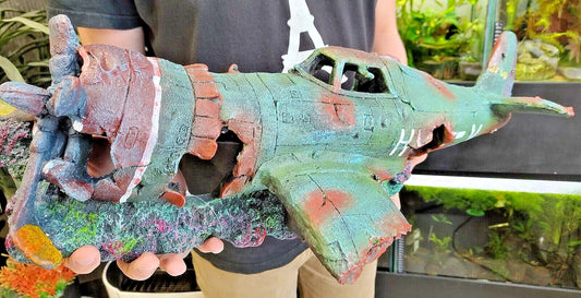 XL EXTRA LARGE PLANE WRECK AQUARIUM FISH TANK ORNAMENT DECORATION (60cm)